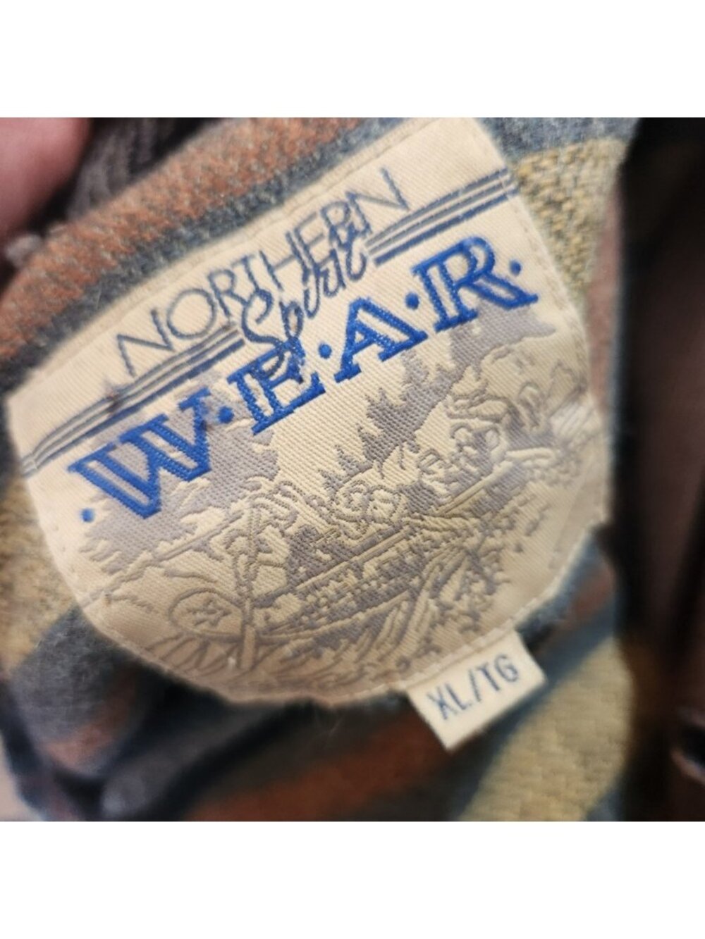 The Bay 1960s Cotton Wool Mens XL Barn Coat Navy Leather Collar Blanket Lined - Picture 12 of 14